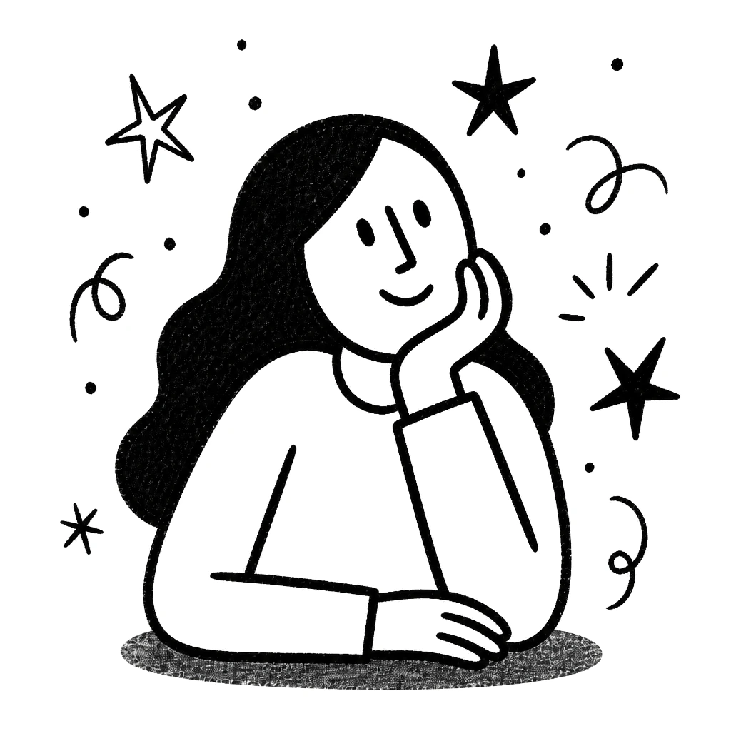 Ilustración de una persona pensando con la mano en la mejilla
